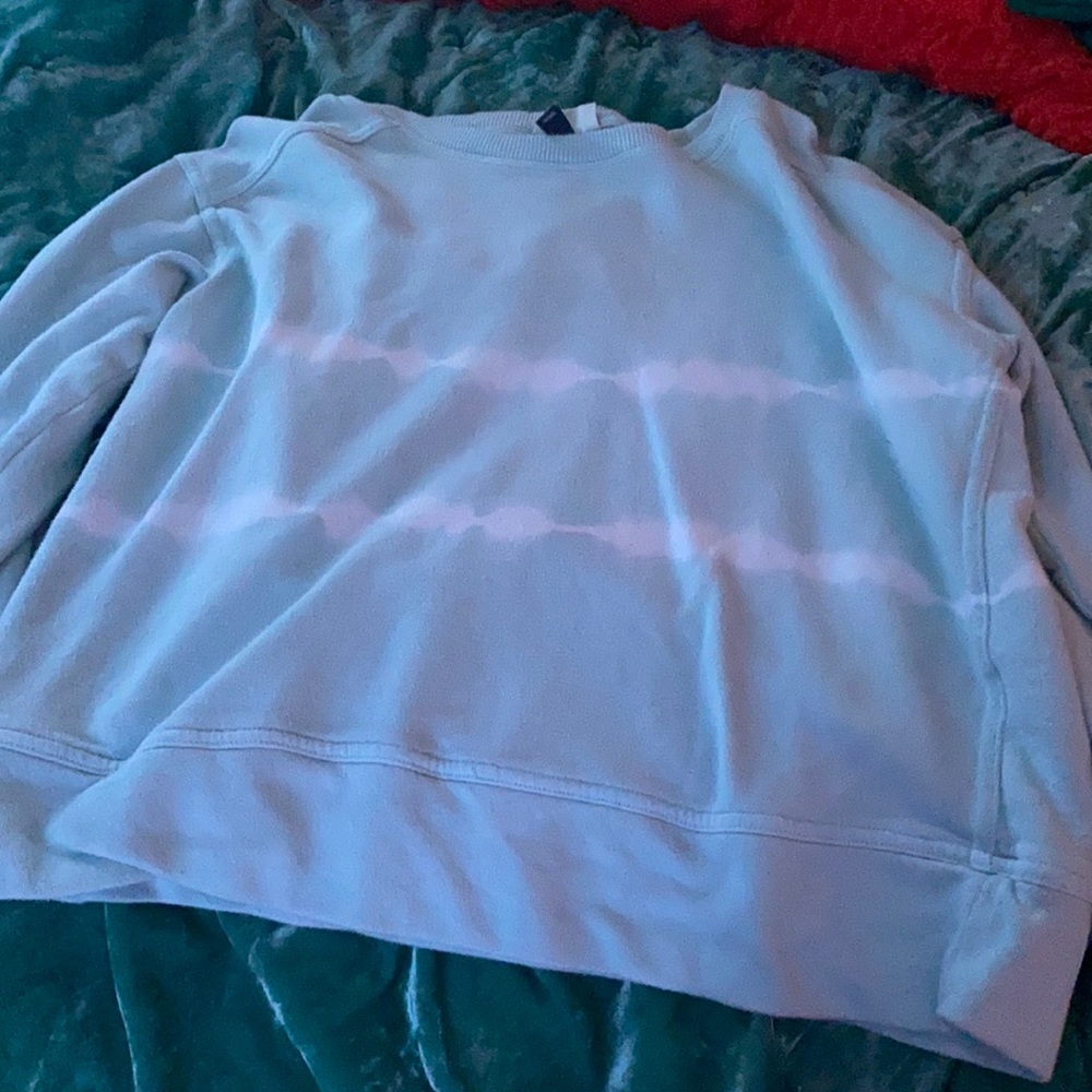 Light Blue Sweater With Two White Stripes